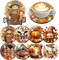 8 Pack Autumn Diamond Painting Coaster Kit with Holder – DIY 5D Full Drill Diamond Art Coasters Set, Cork Back Non-Slip Table Decor Crafts for Adults, 4 x 4 Inch